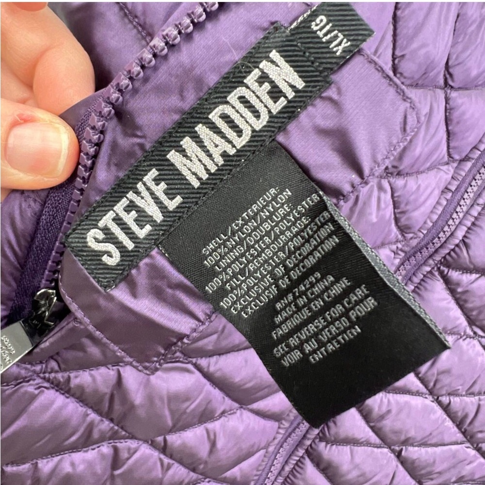 Steve Madden Quilted Purple Sherpa-Lined Vest - Picture 5 of 10